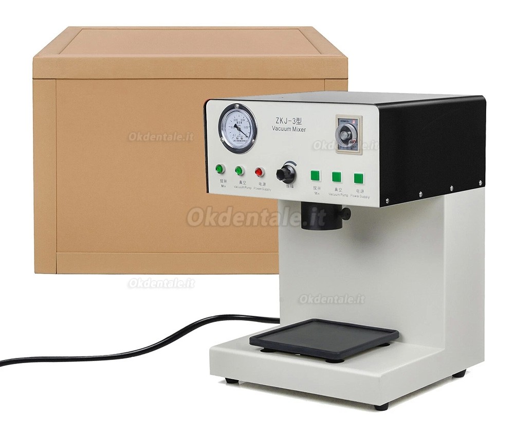 Miscelatore sottovuoto dentale ZJK-3 con pompa a vuoto integrata e miscelatore a regolazione continua.